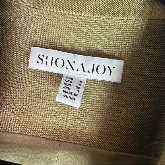 Shona Joy Olive Green Welling ton Linen Viscose Belted Blazer Jacket 4 *Like New - Picture 11 of 16